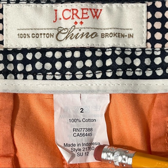 J.CREW Factory Shorts Size 2 Broken In Chino Orange Cotton - Picture 3 of 5